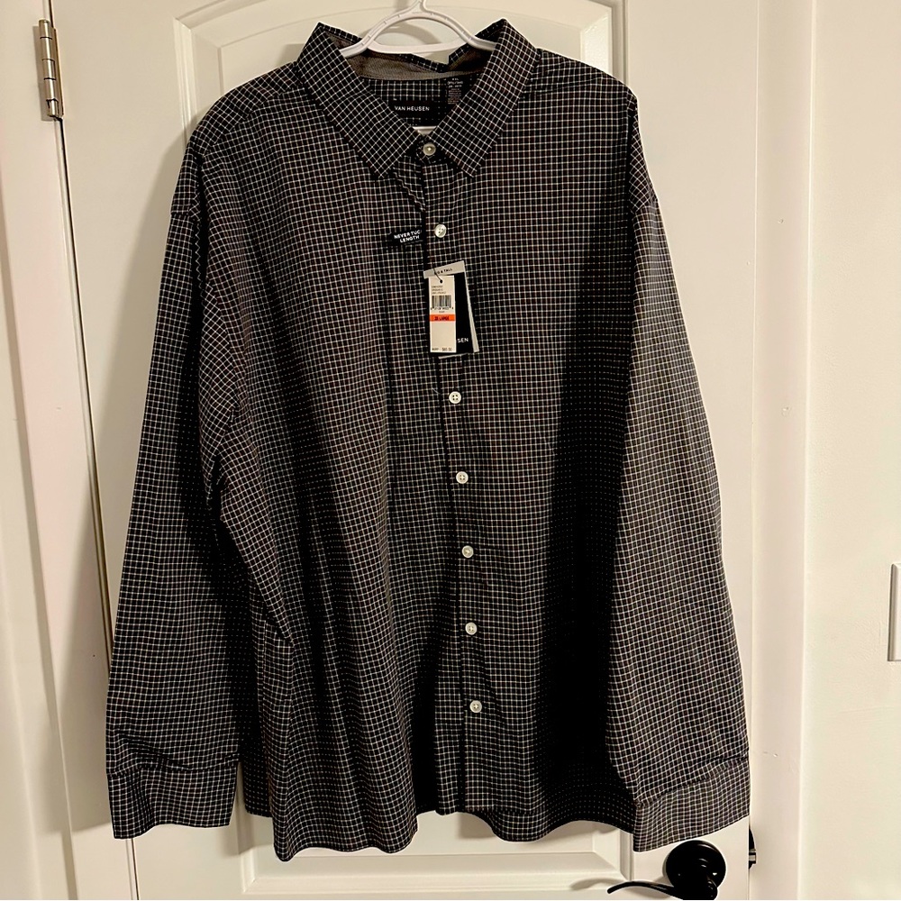 Van Heusen No Tuck Dress Shirt 3XL Black/White